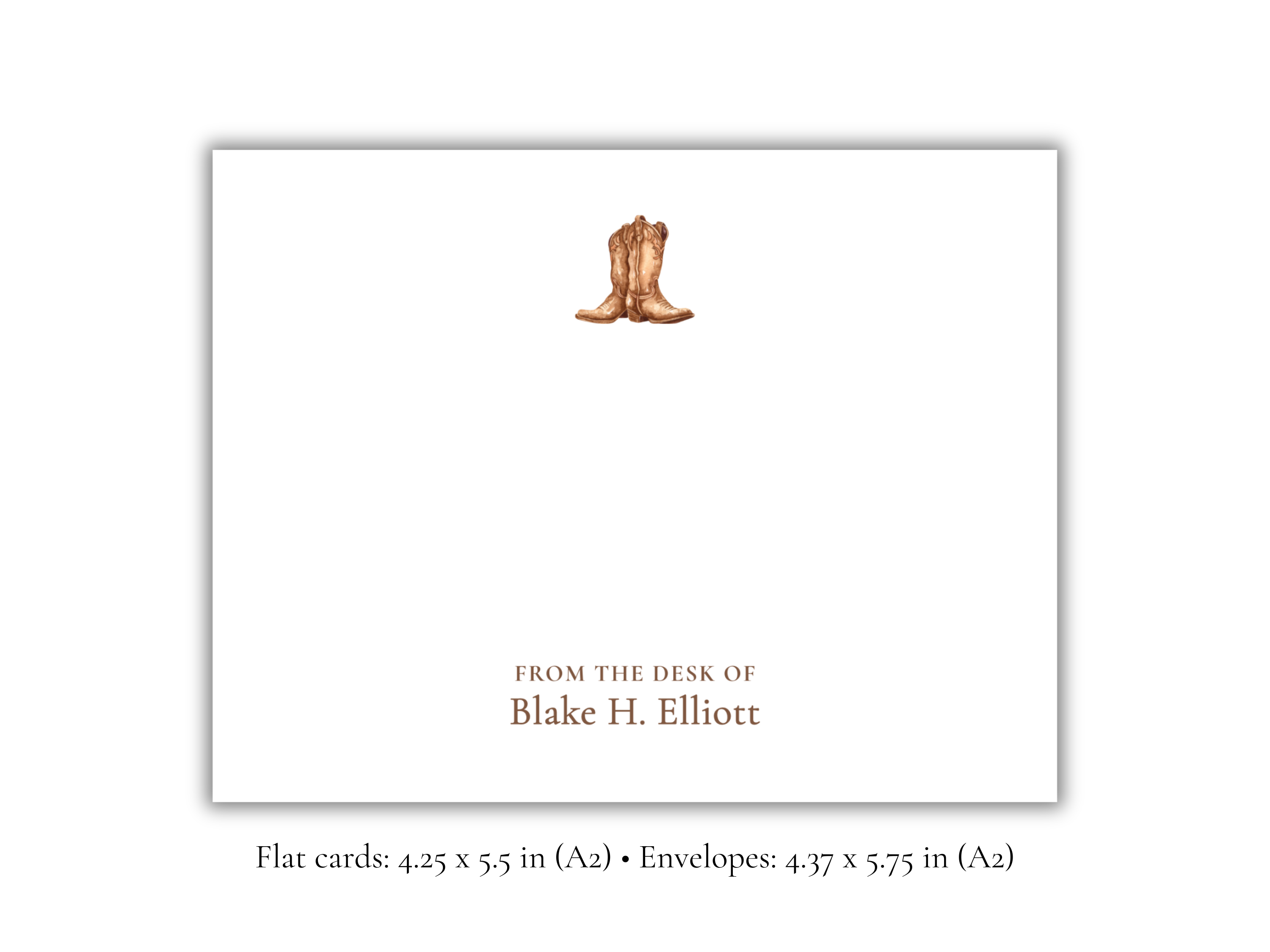 Personalized Men’s Stationery | Western Cowboy Boot Notecards | “From the Desk Of” Flat Cards | Custom A2 Stationery Set