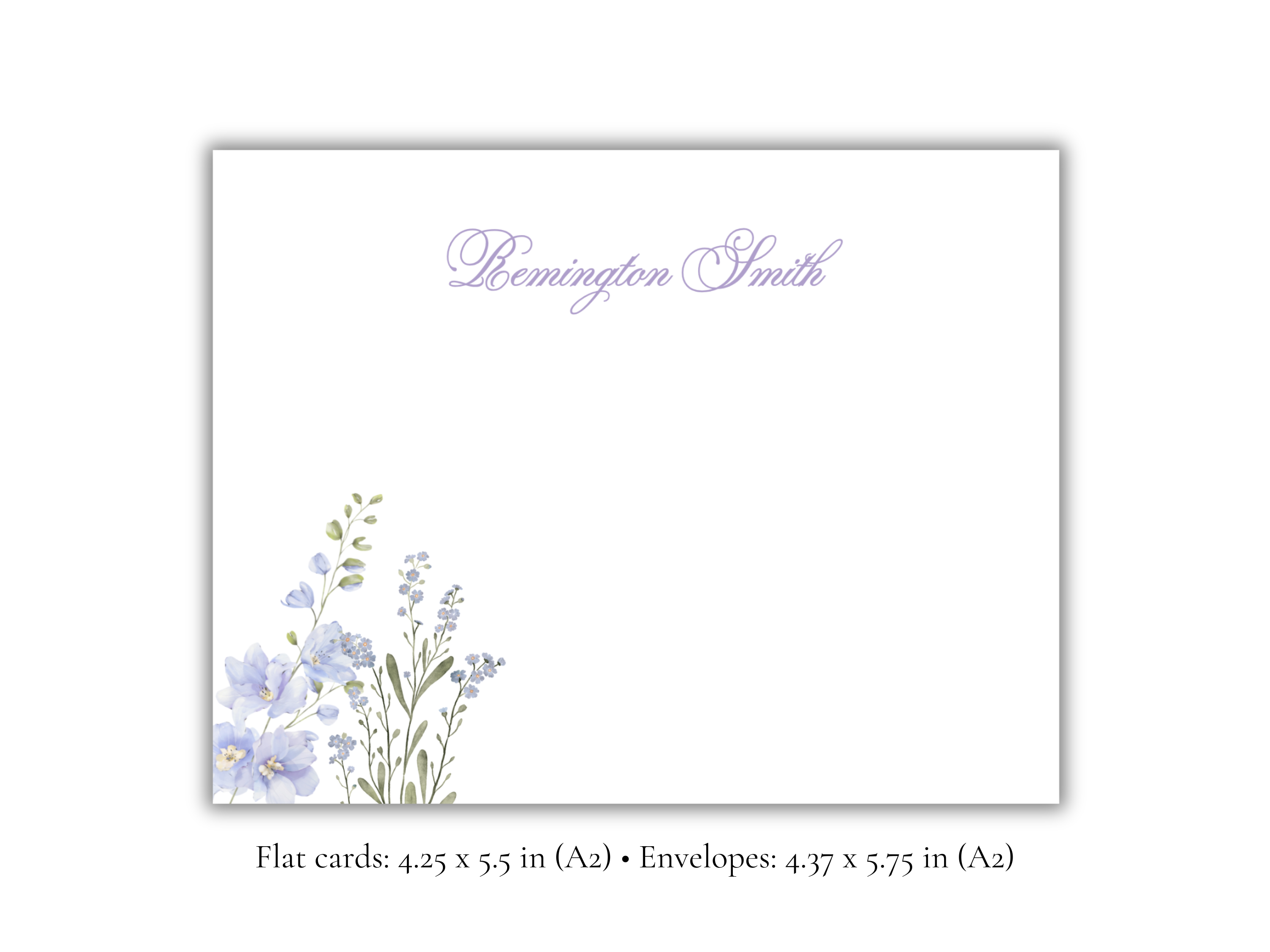 Personalized Floral Stationery | Elegant Flat Notecards with Envelopes | Custom Name Stationery Set | Set of 10