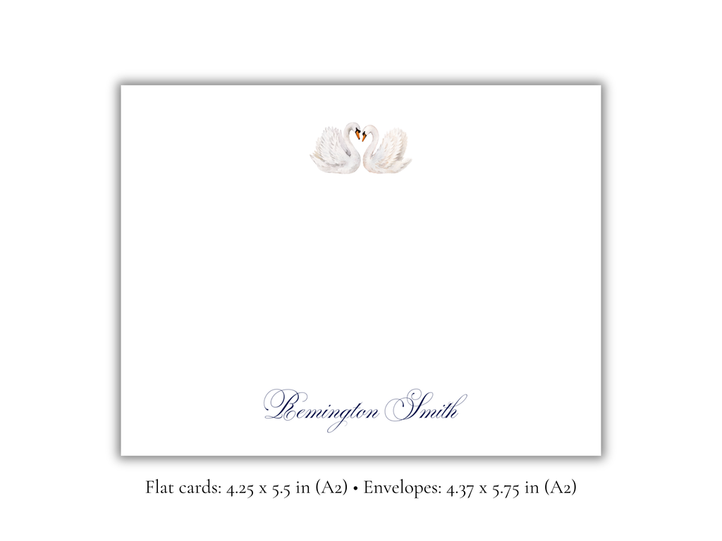 Personalized Swan Stationery | Elegant A2 Notecards with Envelopes | Custom Name Note Cards | Romantic Wedding & Bridal Gift | Set of 10