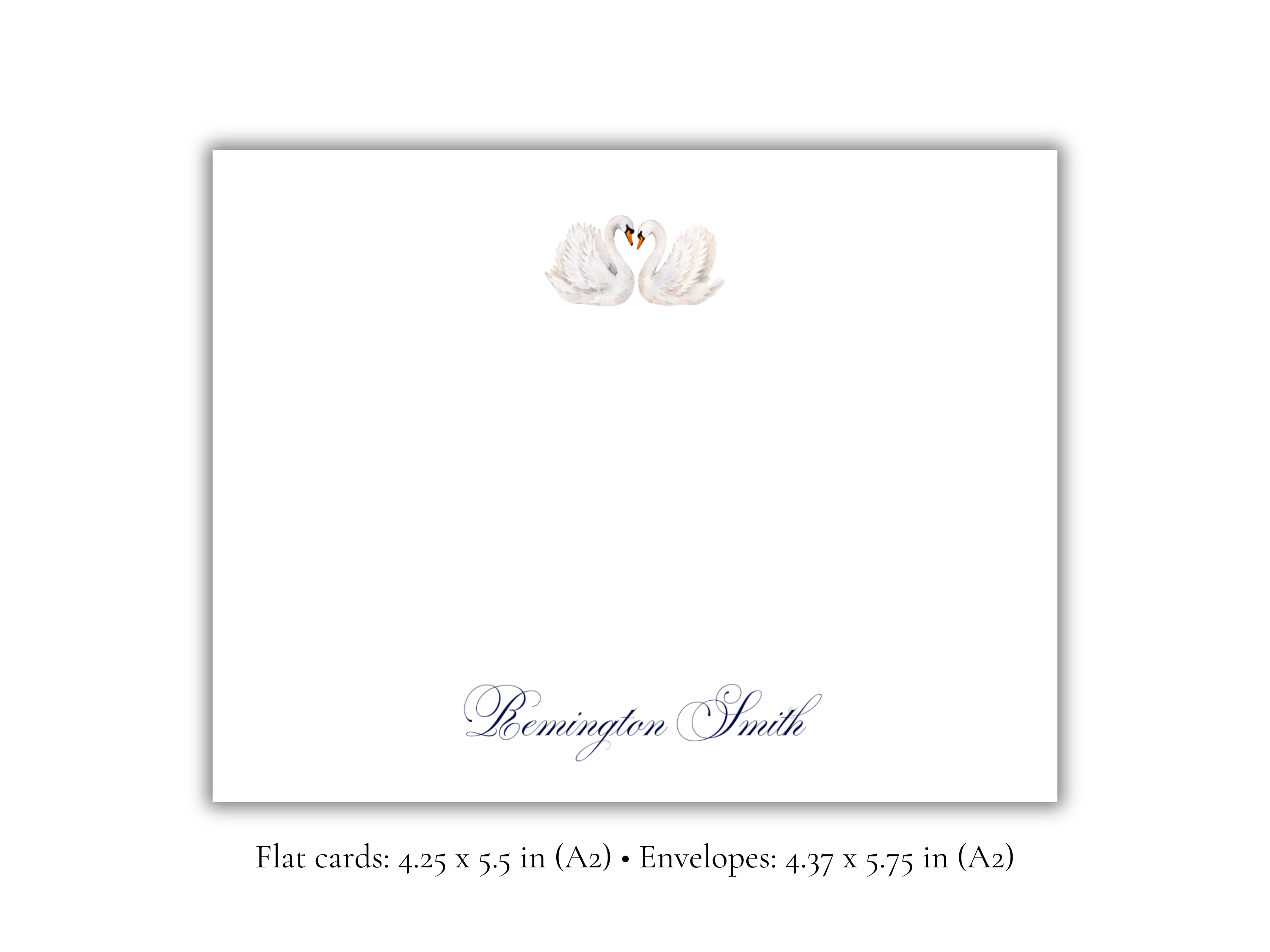 Personalized Swan Stationery | Elegant A2 Notecards with Envelopes | Custom Name Note Cards | Romantic Wedding & Bridal Gift | Set of 10