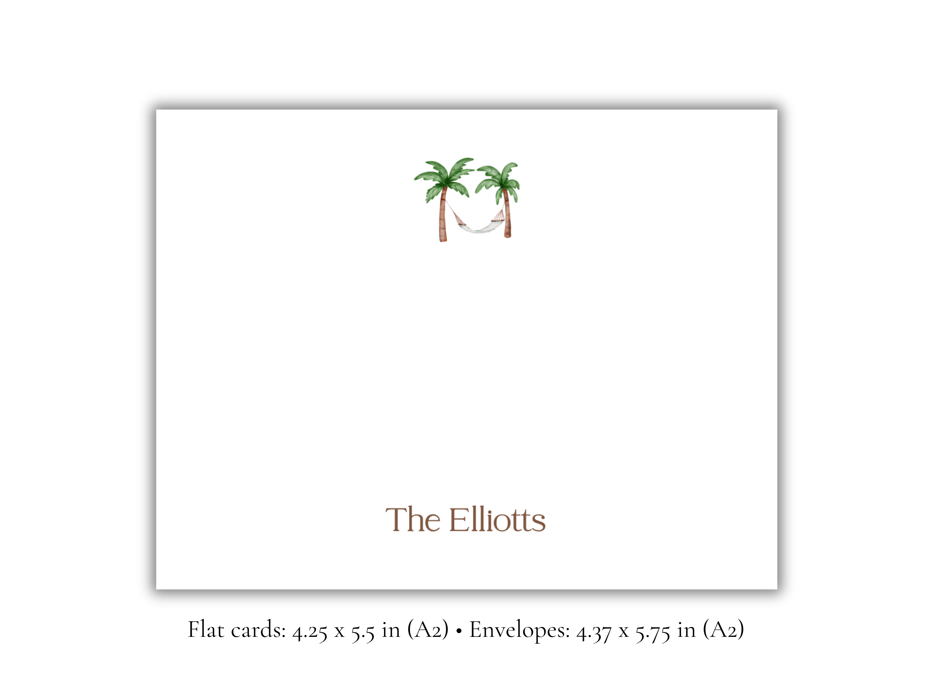 Personalized Palm Tree Stationery | Tropical Flat Notecards with Envelopes | Custom Name Note Cards | Summer Stationery Set | Set of 10