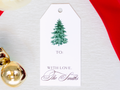 Personalized Christmas Tree Gift Tags | Custom Holiday Gift Tags | Set of 16 | Elegant Green & Brown Tree Tags with Twine
