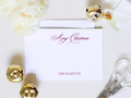 Personalized Merry Christmas Stationery | Elegant Holiday A2 Notecards with Envelopes | Classic Red Script Christmas Cards | Set of 10