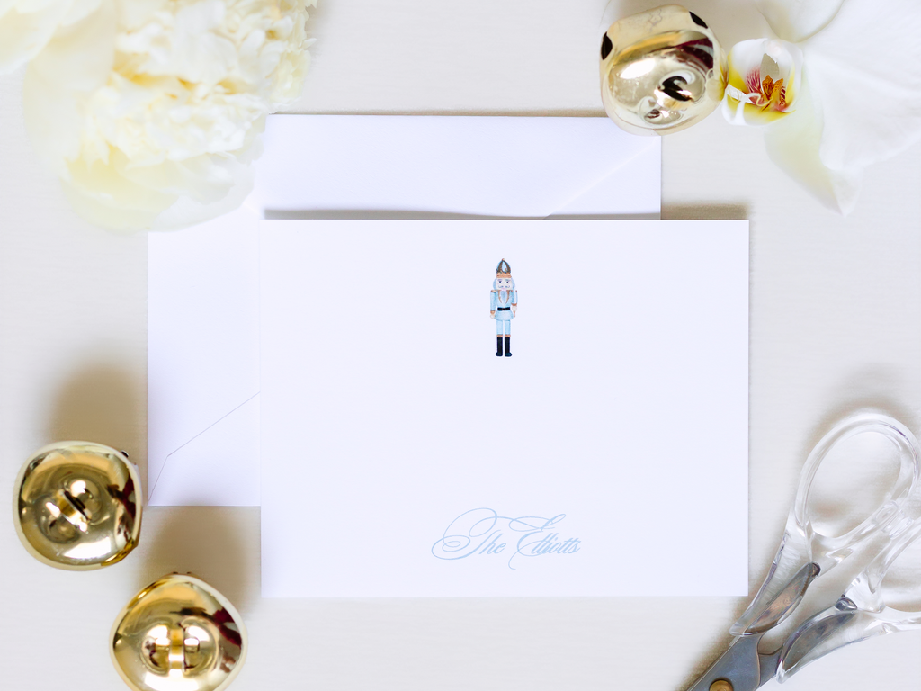Personalized Nutcracker Christmas Stationery | Elegant Holiday A2 Notecards with Envelopes | Nutcracker Christmas Cards | Set of 10