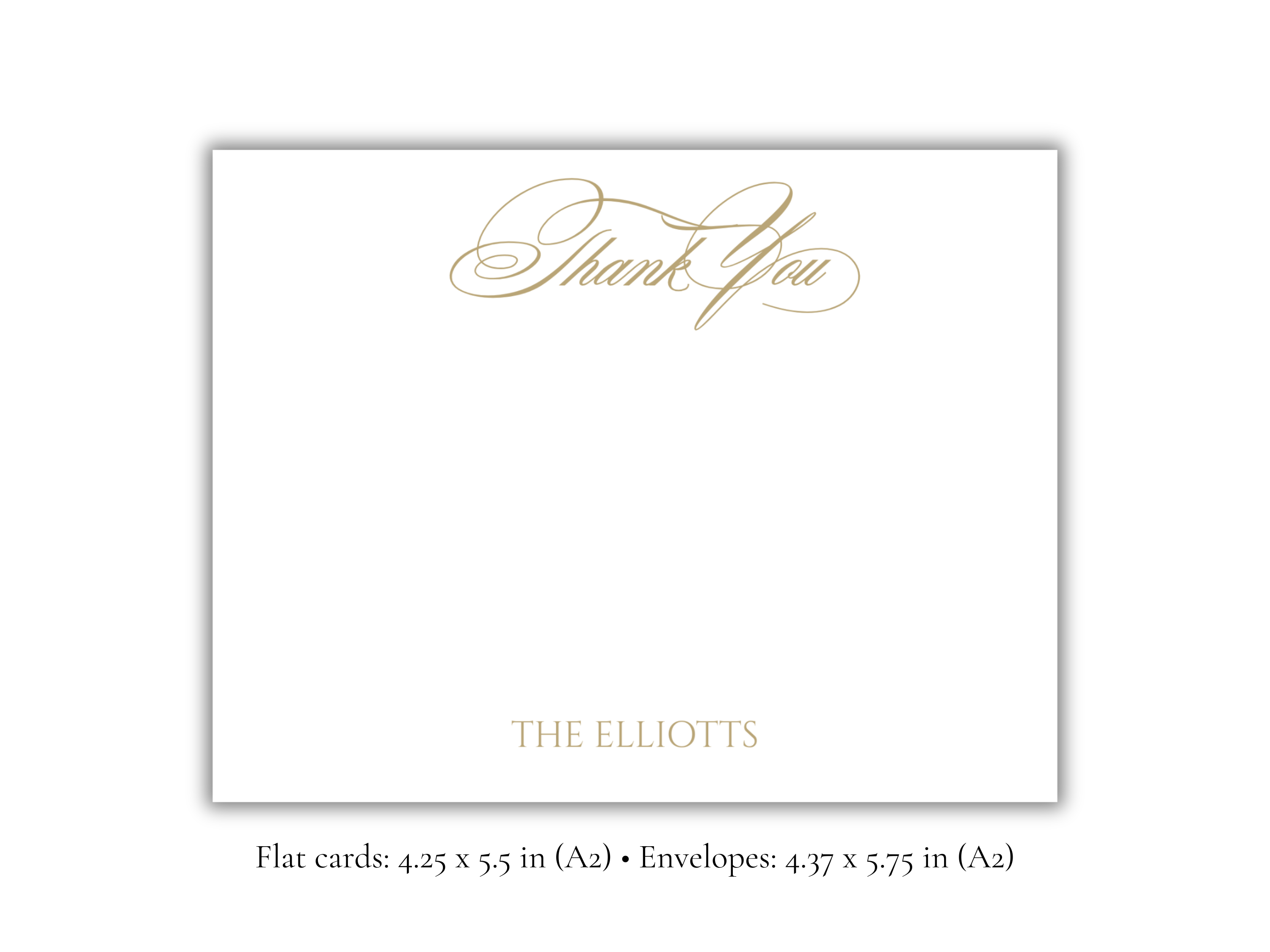 Personalized Thank You Stationery | Elegant Script A2 Notecards with Envelopes | Custom Name Flat Note Cards | Stationery Set of 10