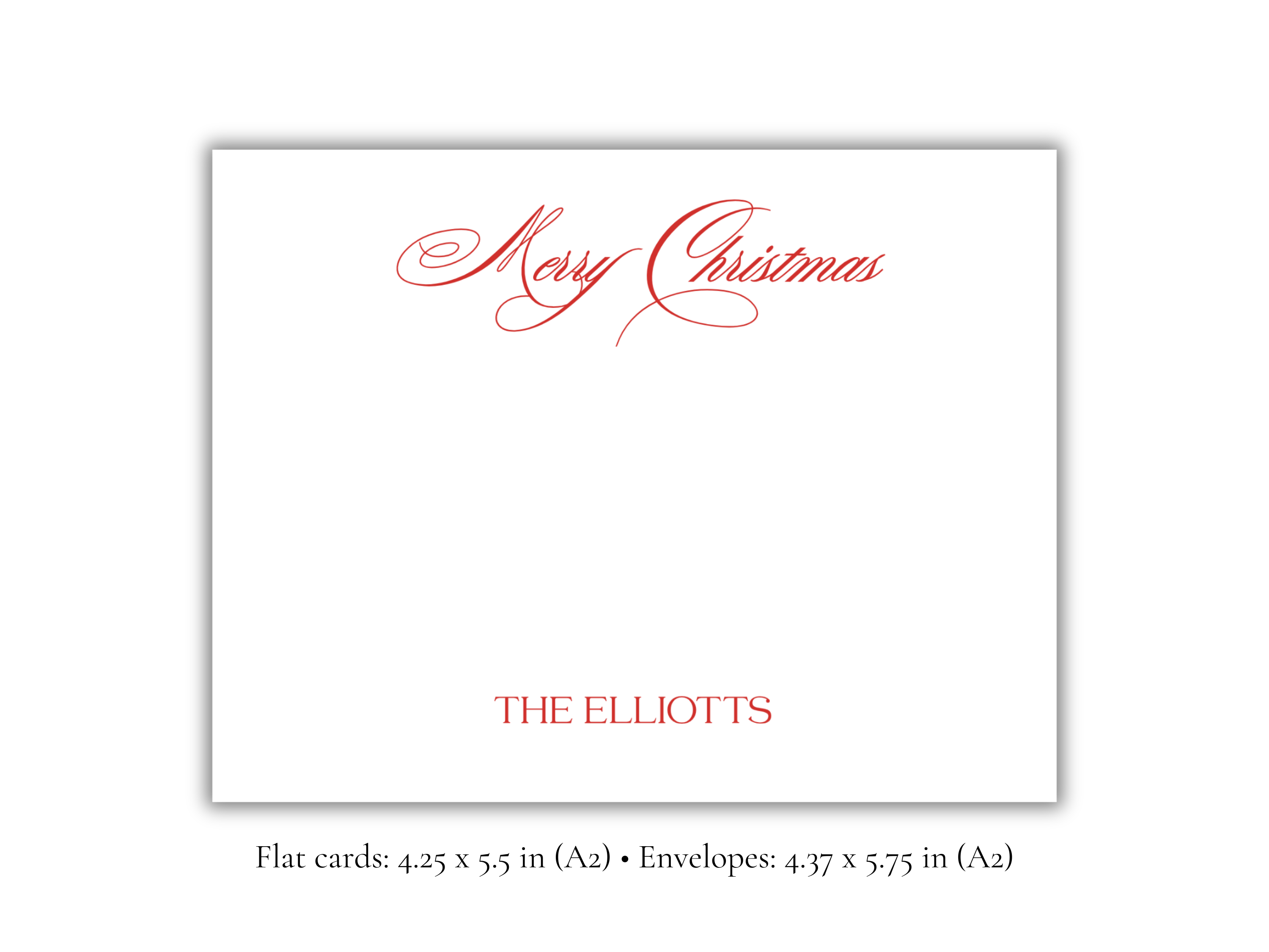 Personalized Merry Christmas Stationery | Elegant Holiday A2 Notecards with Envelopes | Classic Red Script Christmas Cards | Set of 10