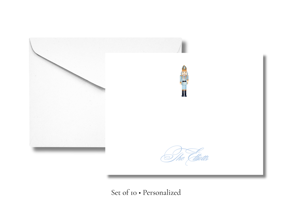Personalized Nutcracker Christmas Stationery | Elegant Holiday A2 Notecards with Envelopes | Nutcracker Christmas Cards | Set of 10