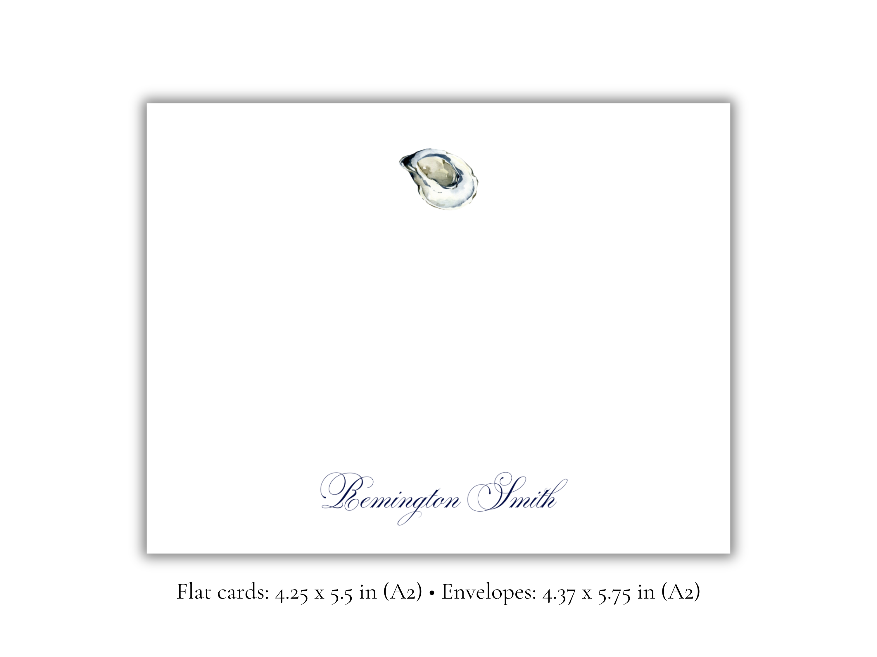 Personalized Oyster Stationery | Coastal A2 Notecards with Envelopes | Custom Nautical Flat Note Cards | Stationery Set of 10