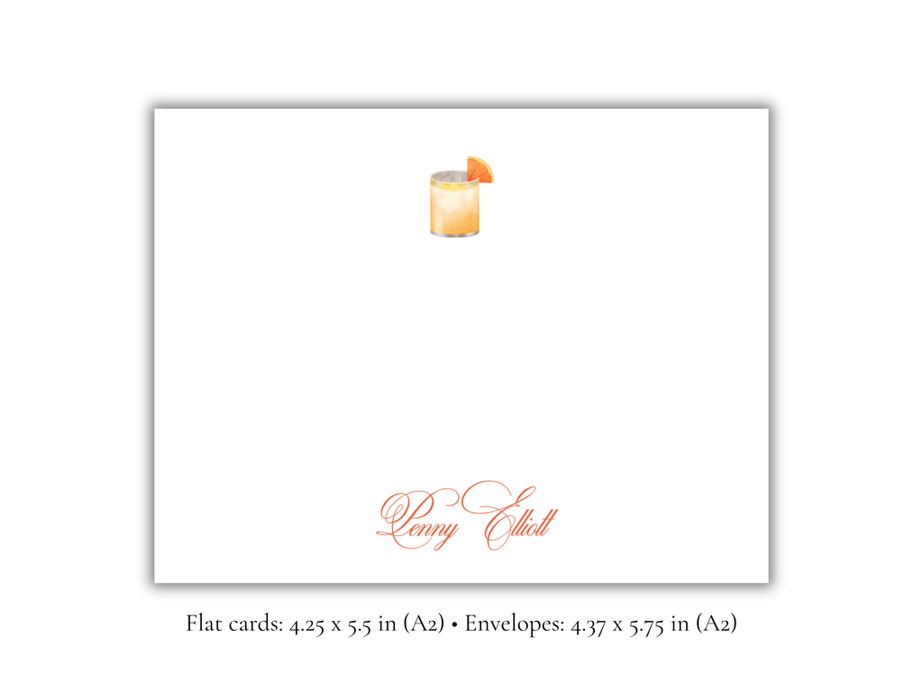 Personalized Paloma Cocktail Stationery | Custom Name A2 Notecards with Envelopes | Flat Cocktail Note Cards | Hostess & Bar Cart Gift