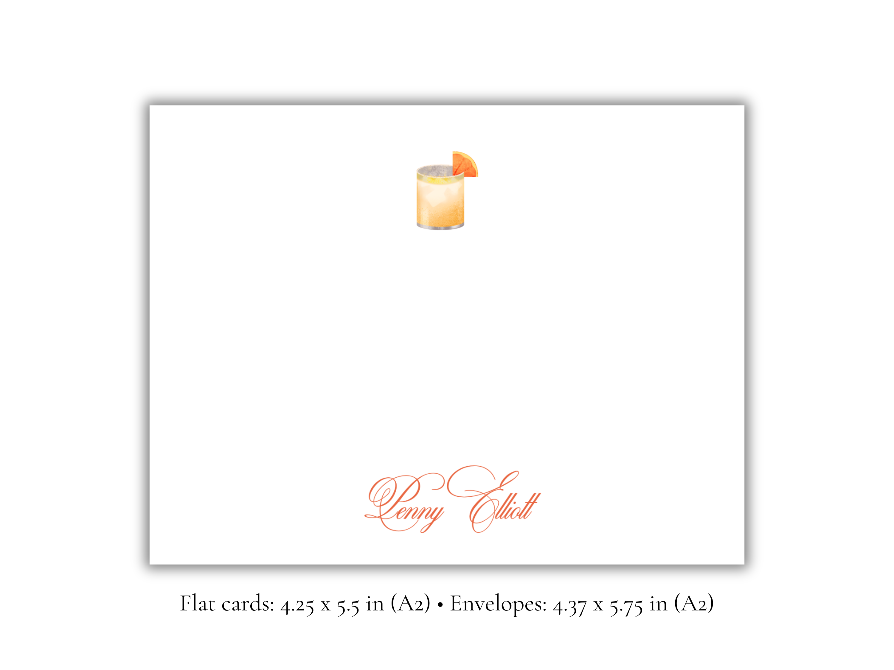 Personalized Paloma Cocktail Stationery | Custom Name A2 Notecards with Envelopes | Flat Cocktail Note Cards | Hostess & Bar Cart Gift
