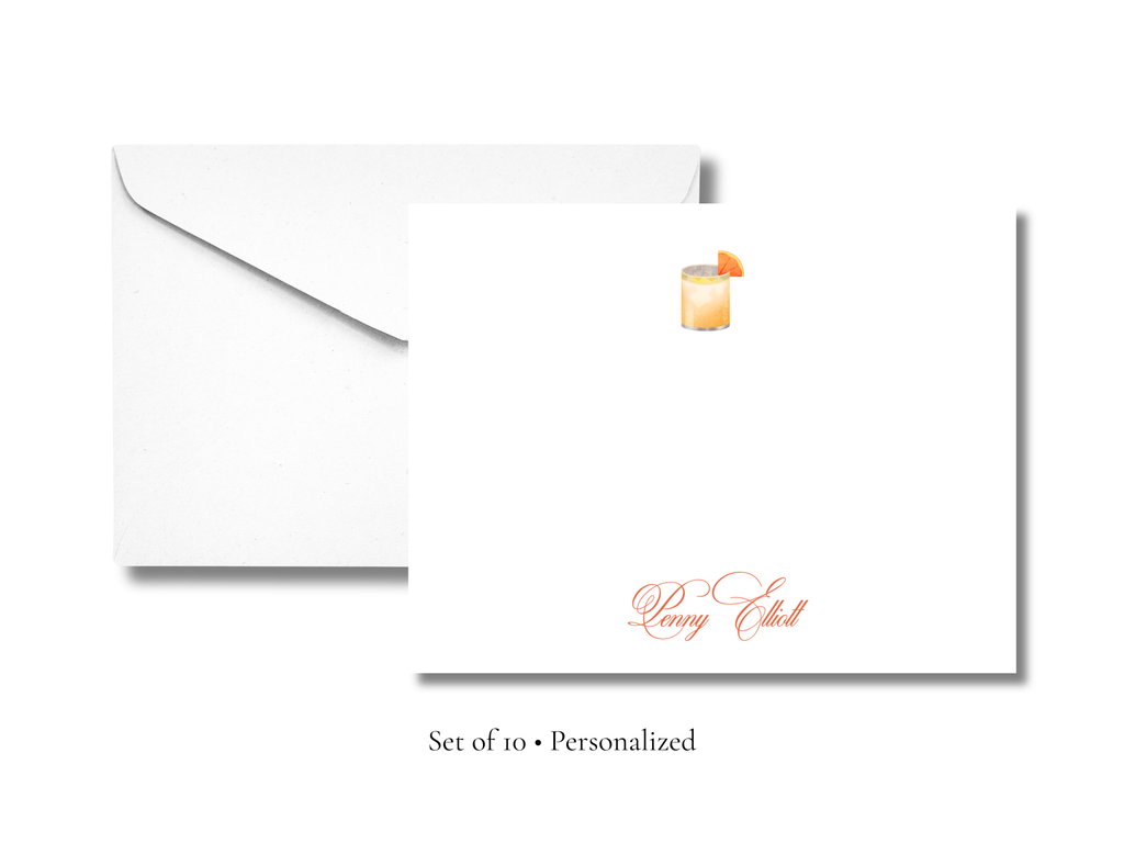 Personalized Paloma Cocktail Stationery | Custom Name A2 Notecards with Envelopes | Flat Cocktail Note Cards | Hostess & Bar Cart Gift