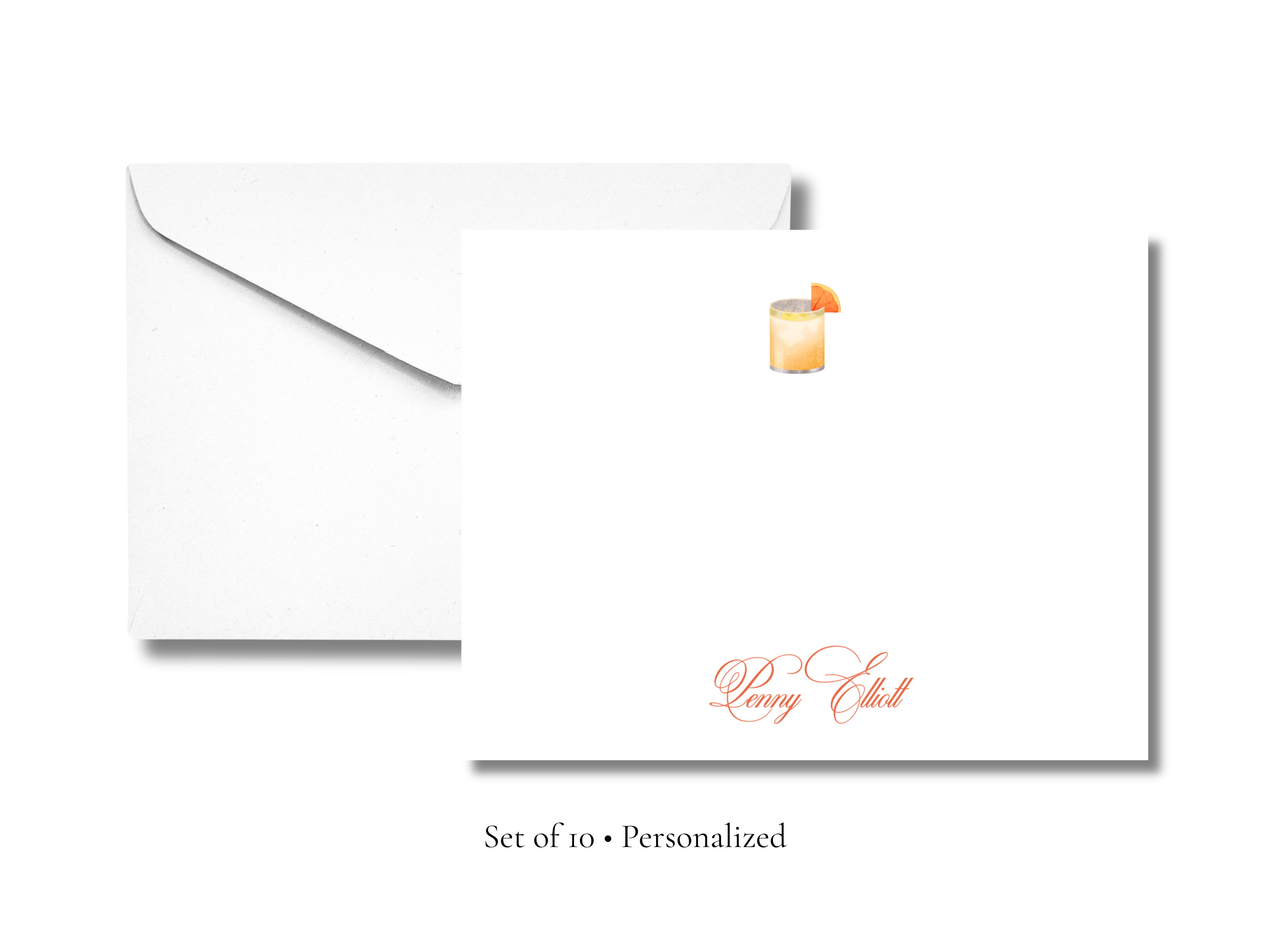 Personalized Paloma Cocktail Stationery | Custom Name A2 Notecards with Envelopes | Flat Cocktail Note Cards | Hostess & Bar Cart Gift