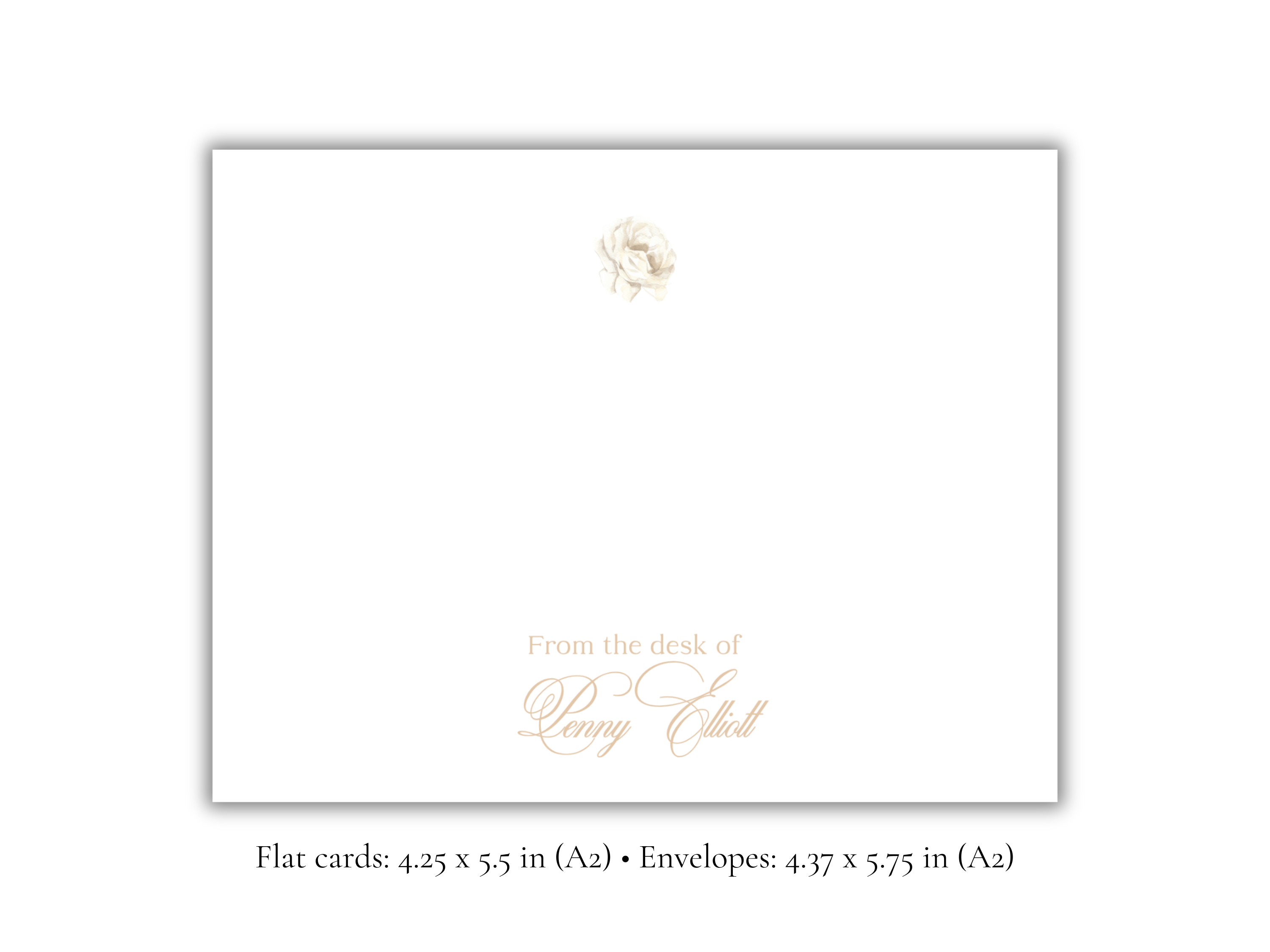 Personalized White Rose Stationery | Elegant Floral A2 Notecards with Envelopes | Custom “From the Desk Of” Note Cards | Stationery Set
