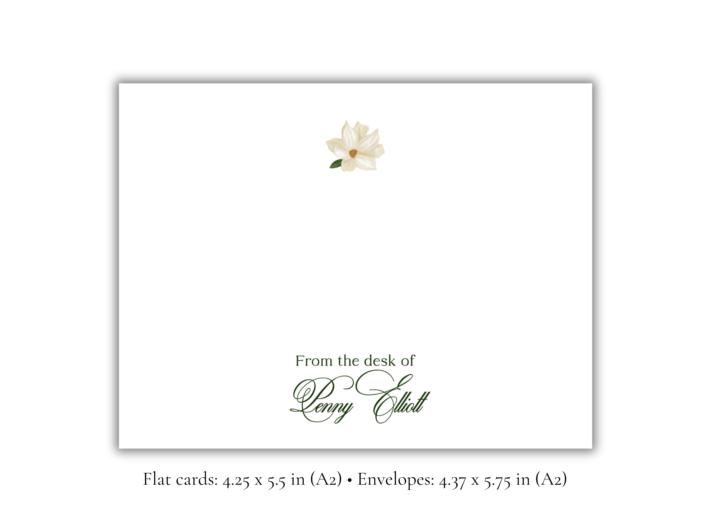Personalized Floral Stationery | Elegant A2 Notecards with Envelopes | Custom “From the Desk Of” Flat Note Cards | Stationery Set