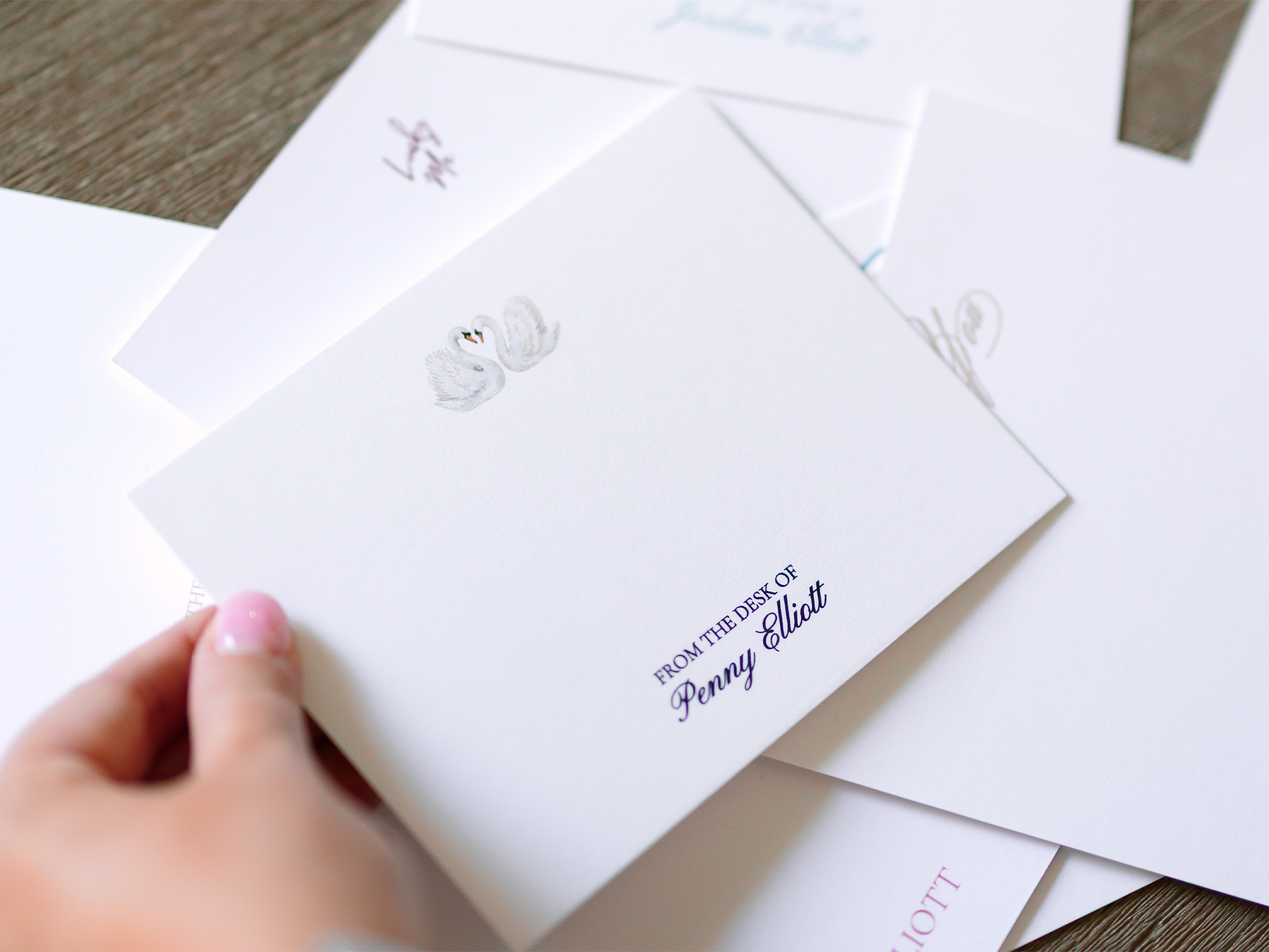 Personalized Swan Stationery | Elegant A2 Notecards with Envelopes | Custom Name Note Cards | Romantic Wedding & Bridal Gift | Set of 10